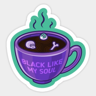 Black like my soul coffee cup with skull and bone Sticker